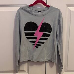Stylish Kids Long Sleeve Shirt with Heart and Lightning